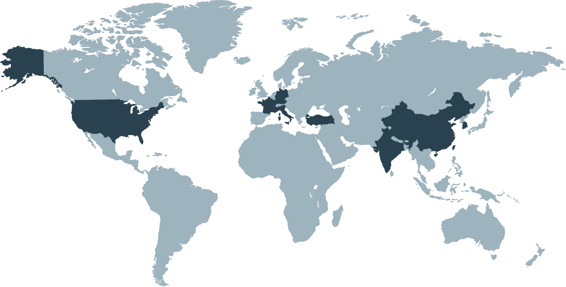 Weltkarte mit Standorten